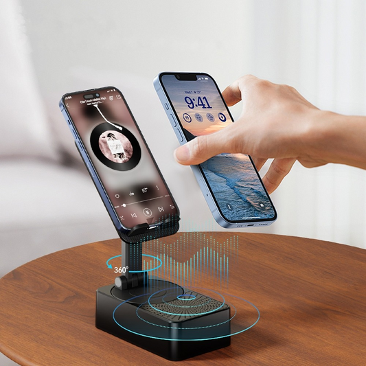 3-en-1 Support de téléphone , Powerbank et haut parleur Bluetooth
